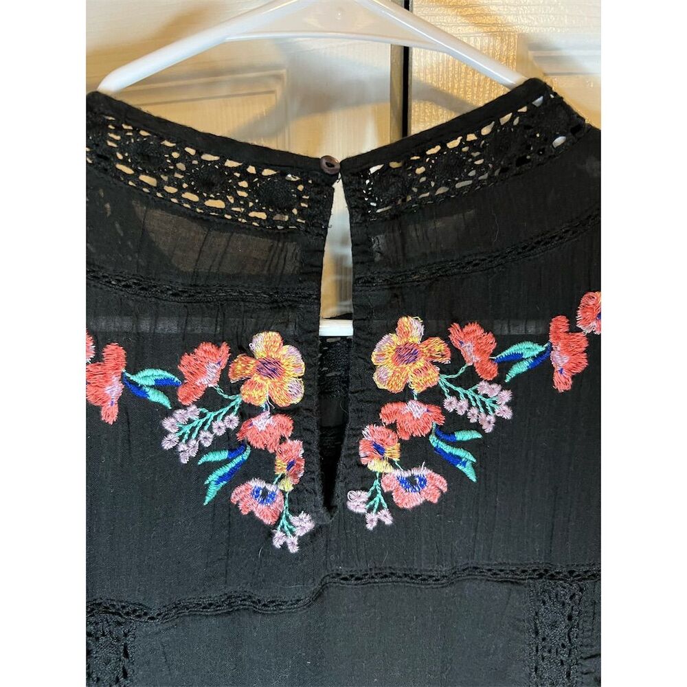 Free People Women's M Black Embroidered Shift Dress Party Cocktail - Picture 5 of 12